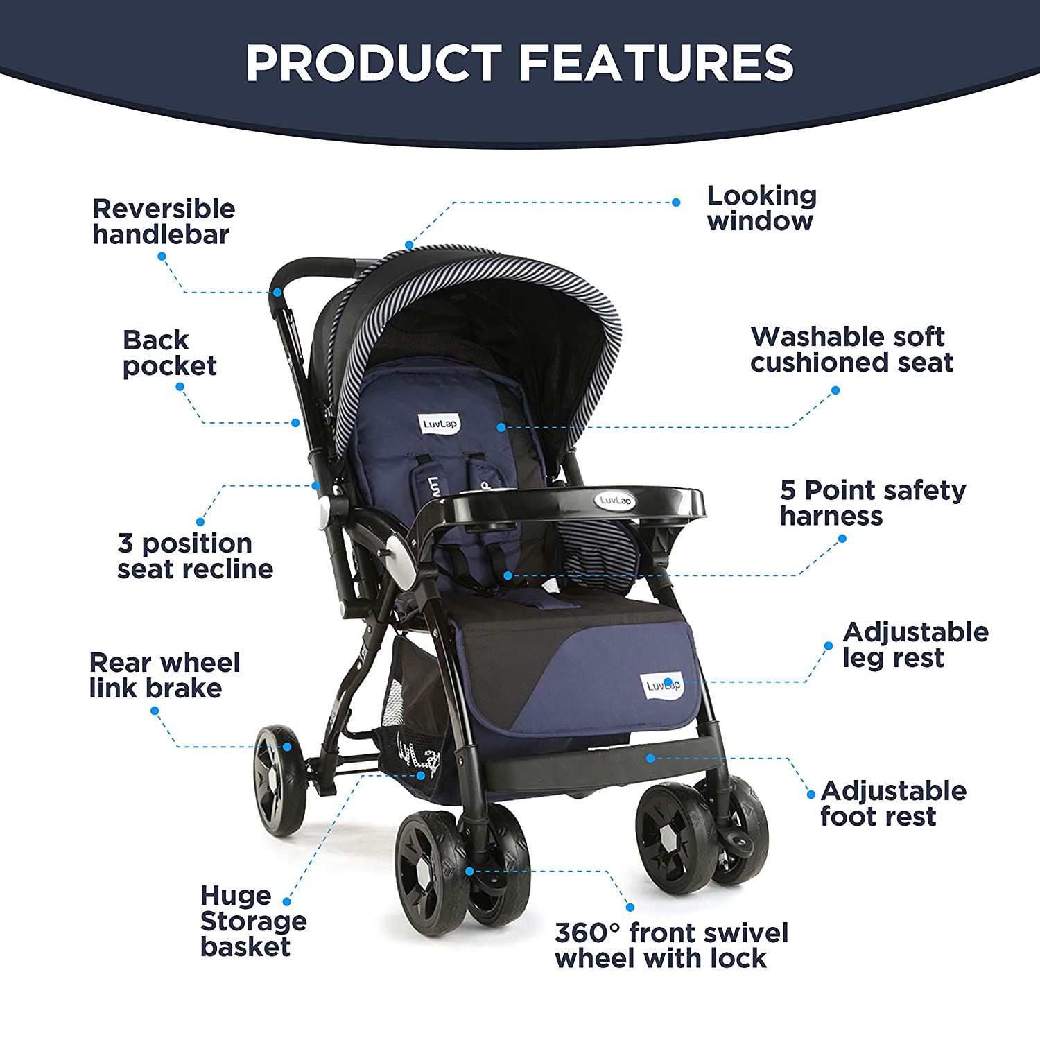 Luvlap galaxy store stroller folding