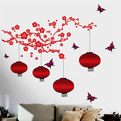 Decals Design 'Chinese Lamps in Double Sheet' Wall Sticker (PVC Vinyl, 90  cm x 60 cm, Multicolour) - Hungamastart