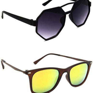 GAINX Retro Rectangular Aviator Sunglasses Premium Glass Lens Flat Metal Sun Glasses Men Women