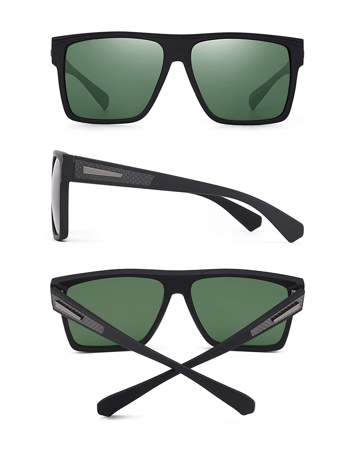 JIM HALO Polarized Driving Sunglasses Retro Square UV protection Classic  Sun Glasses Men