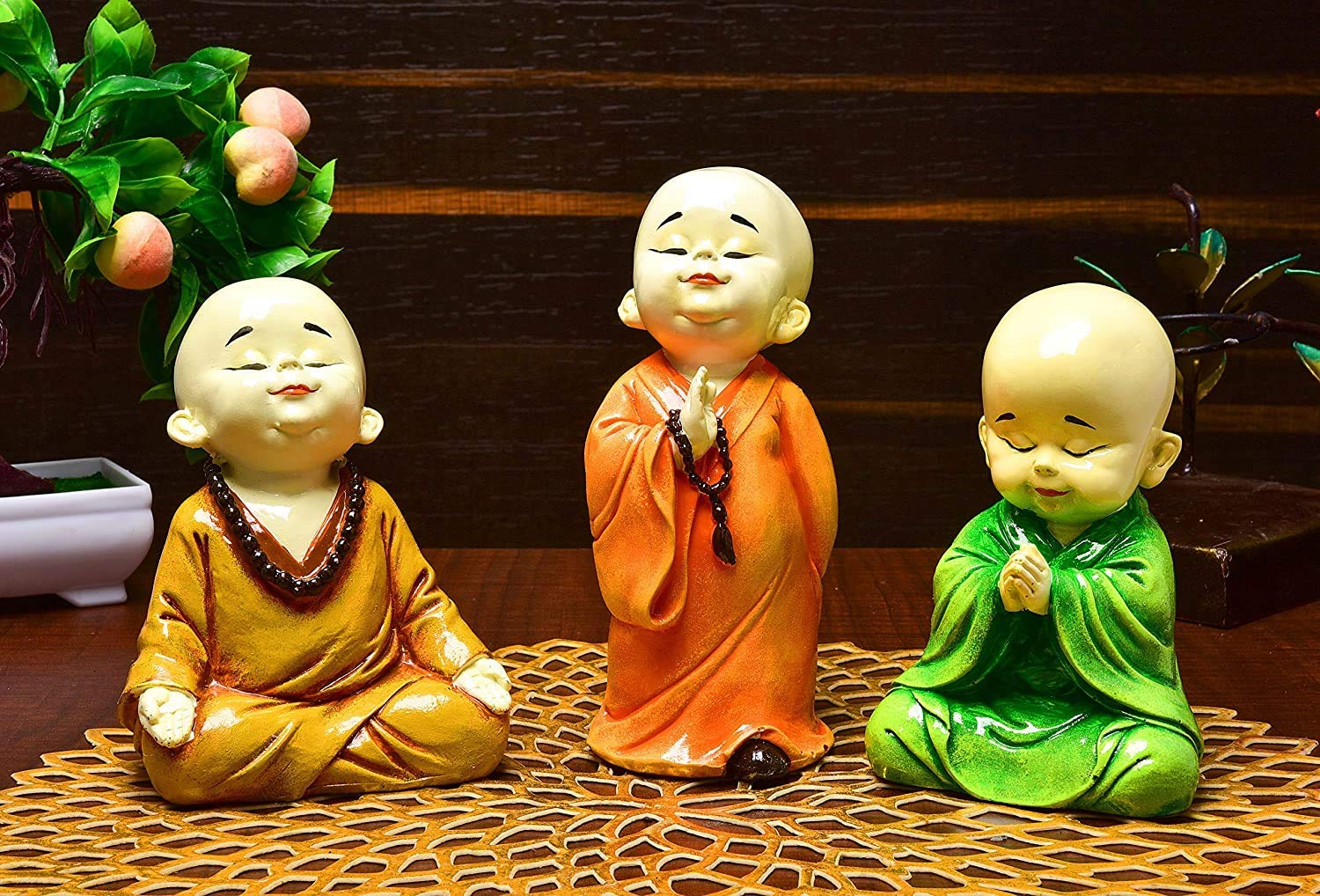 House of Crafts Handcrafted Resin Set of 3 Little Buddha Monk Sculpture Laughing  Buddha Idols for Office Home Decor Figurine Traditional Decorative  Showpiece Bedroom Living Room Diwali Birthday Gift - Hungamastart | Online  Shopping