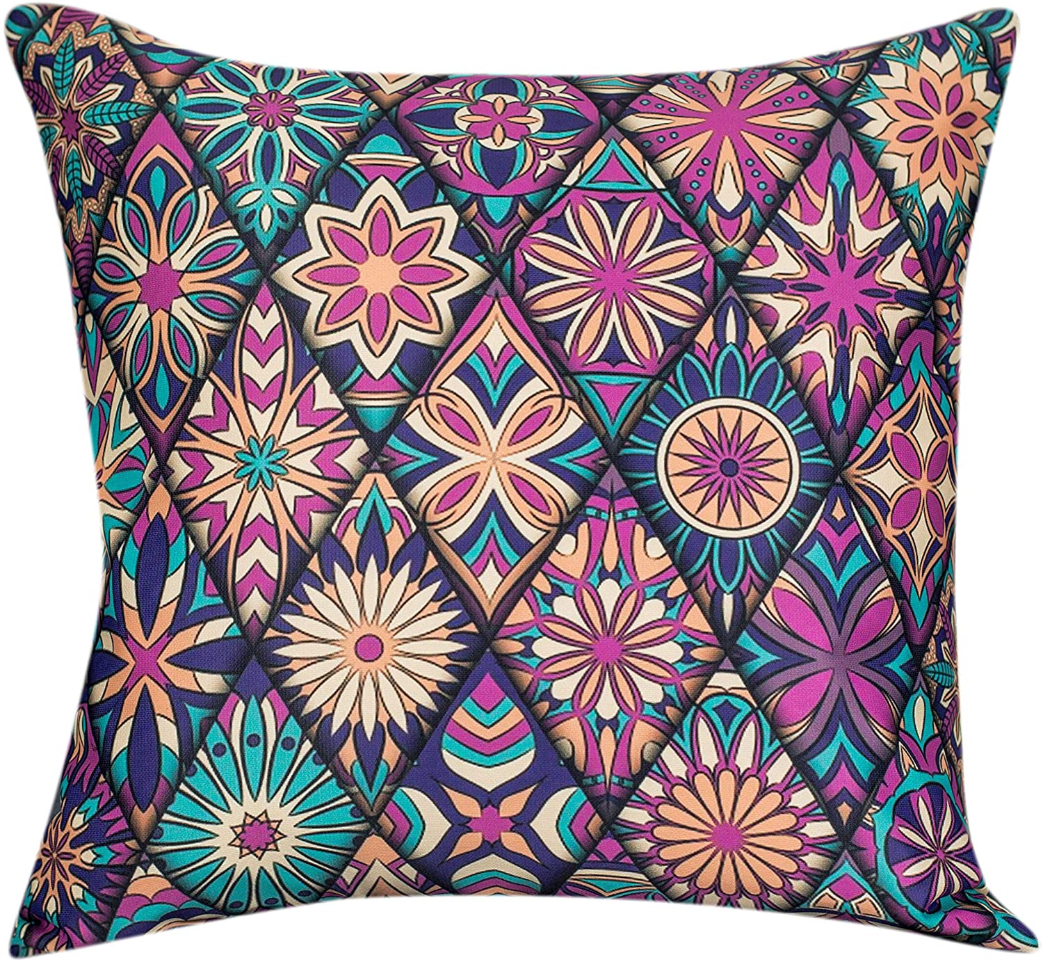 Jaipur Rugs Jaipur's Geometric Pattern Blue/Pink Cotton and Linen Polly Fill  Pillow - (14x20)