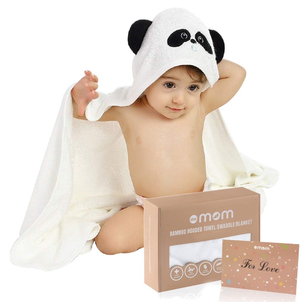Premium Ultra Soft Organic Bamboo Baby Hooded Bath Towels-Ultra Absorbent and Hypoallergenic,Natural Towel Perfect for Boys and Girls,Newborn,Toddler-White Bear with Ears,34 x 34 inch 