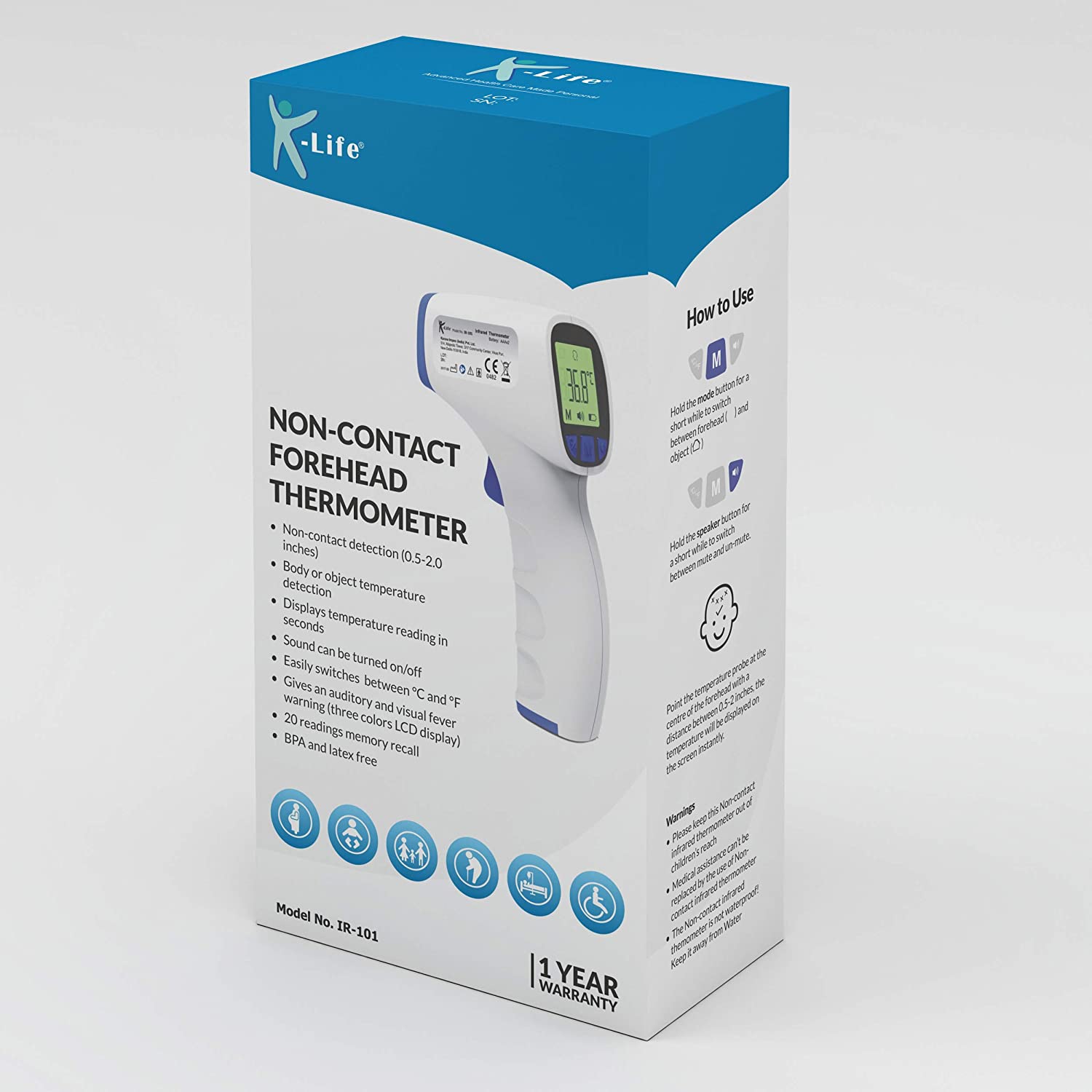 Thermometer SUNPHOR Infrared Forehead Thermometer for Adult and Kids,  Premium Non-Contact Medical Temperature Gun for Baby and Child, Digital No  Touch Thermometer, LCD Fast Display 