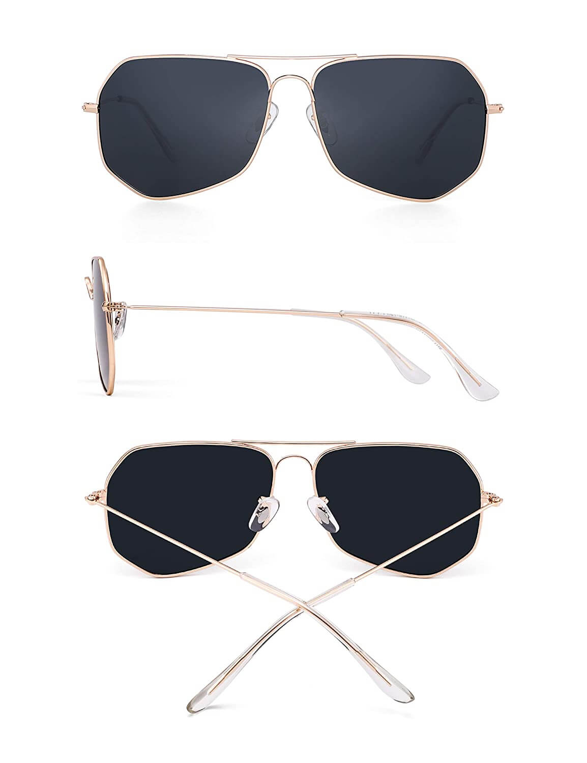 Hrinkar Stylish Pilot Full-Frame Metal Polarized Sunglasses for