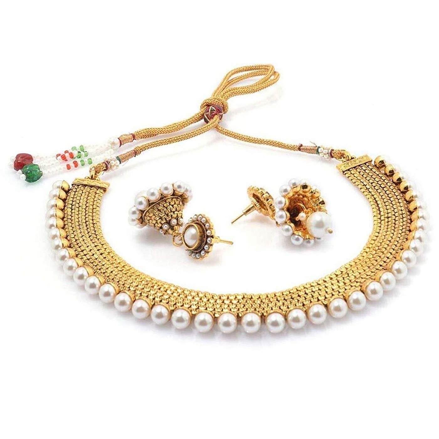Gold Plated/Pearl Choker Necklace Set/for Women -WEDDING, BIRTHDAY,  PARTIES. | eBay