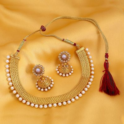 Sukkhi Flawless Gold Plated Choker Necklace Set For Women 