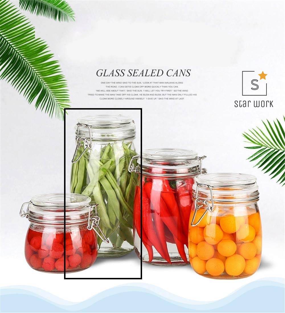 Femora Glass Jar With Screw On Metal Lid - Transparent , Scratch Resistant,  Storage For Dry Kitchen Items, 500 ml