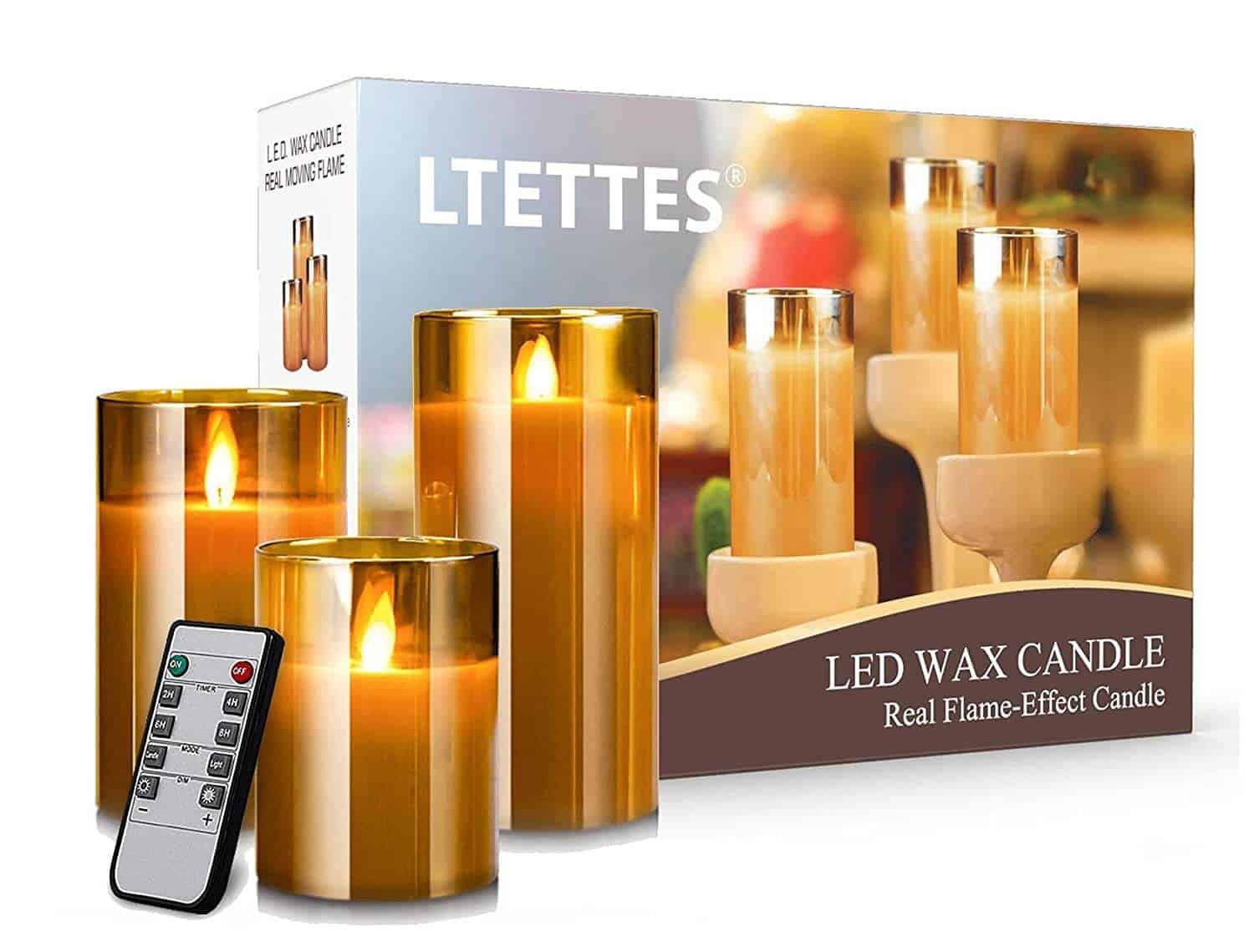 LTETTES Flameless LED Glass Cup Pillar Candles, Paraffin Wax AA Battery  Powered, Faux Wick/Moving Flame, Remote Controller With Timer Function  (Pack of candles Remote 9xAA Batteries) Brown Hungamastart  Online Shopping