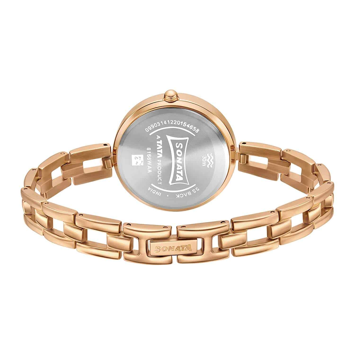 Buy Sonata White Dial Golden Metal Strap Watch - NM8107YM01 online