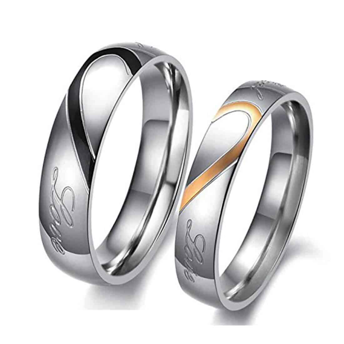 Buy Banemi Matching Rings, I Love You Wedding Ring Men and Women Promise  Ring Sets for Couples Stainless Steel Rings, No Gemstone at Amazon.in