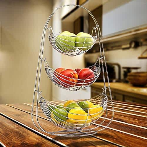 Plantex Stainless Steel Triple Step Swing Fruit and Vegetable Basket for  Kitchen and Dining Table - Hungamastart