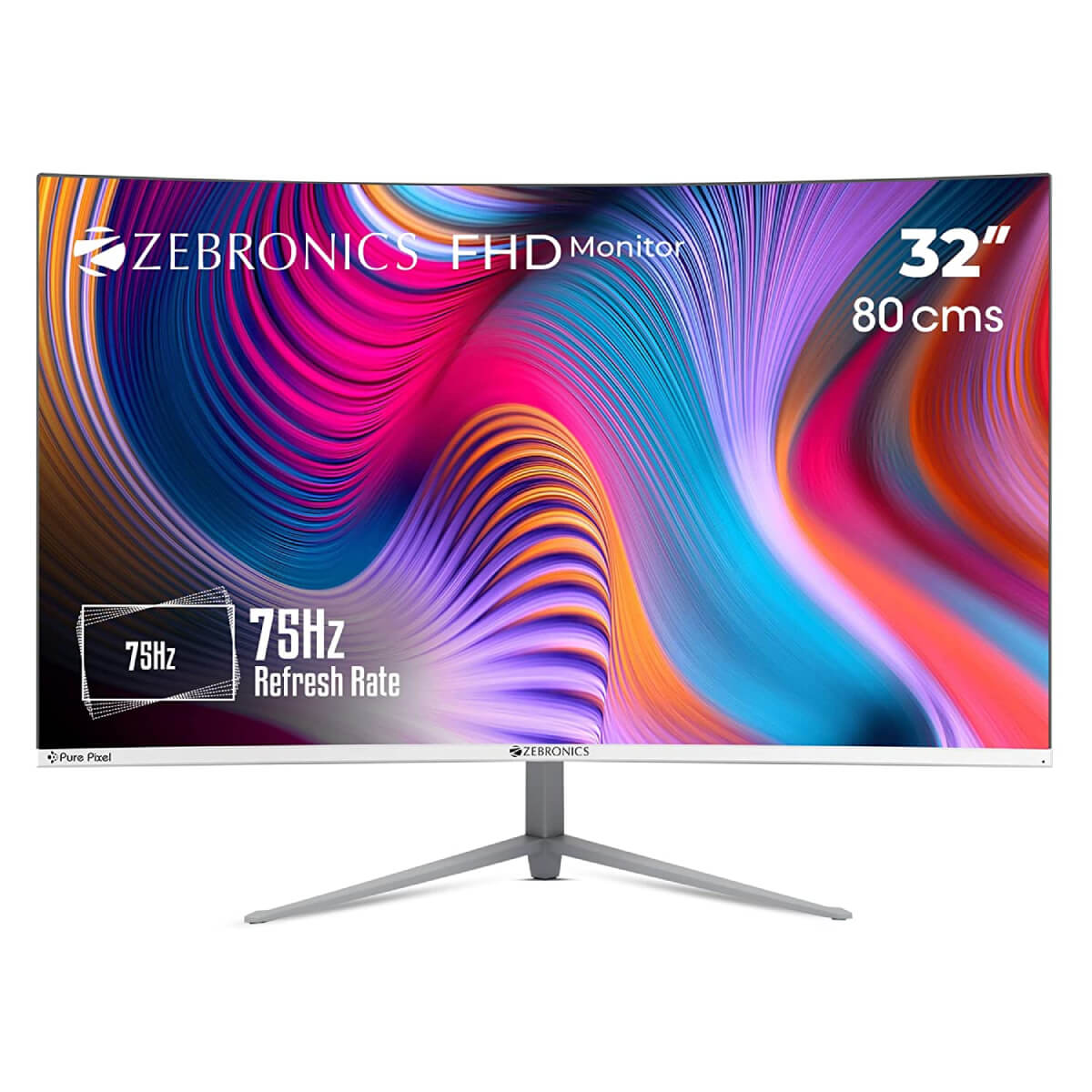 Zebronics ZEB-AC32FHD Curved Ultra Slim LED Monitor with 80cm (32”) Wide  Screen, Full HD 1920x1080, 75Hz Refresh Rate, HDMI, VGA, 250cd/m²  Brightness, Built in Speaker and Wall mountable Hungamastart Online