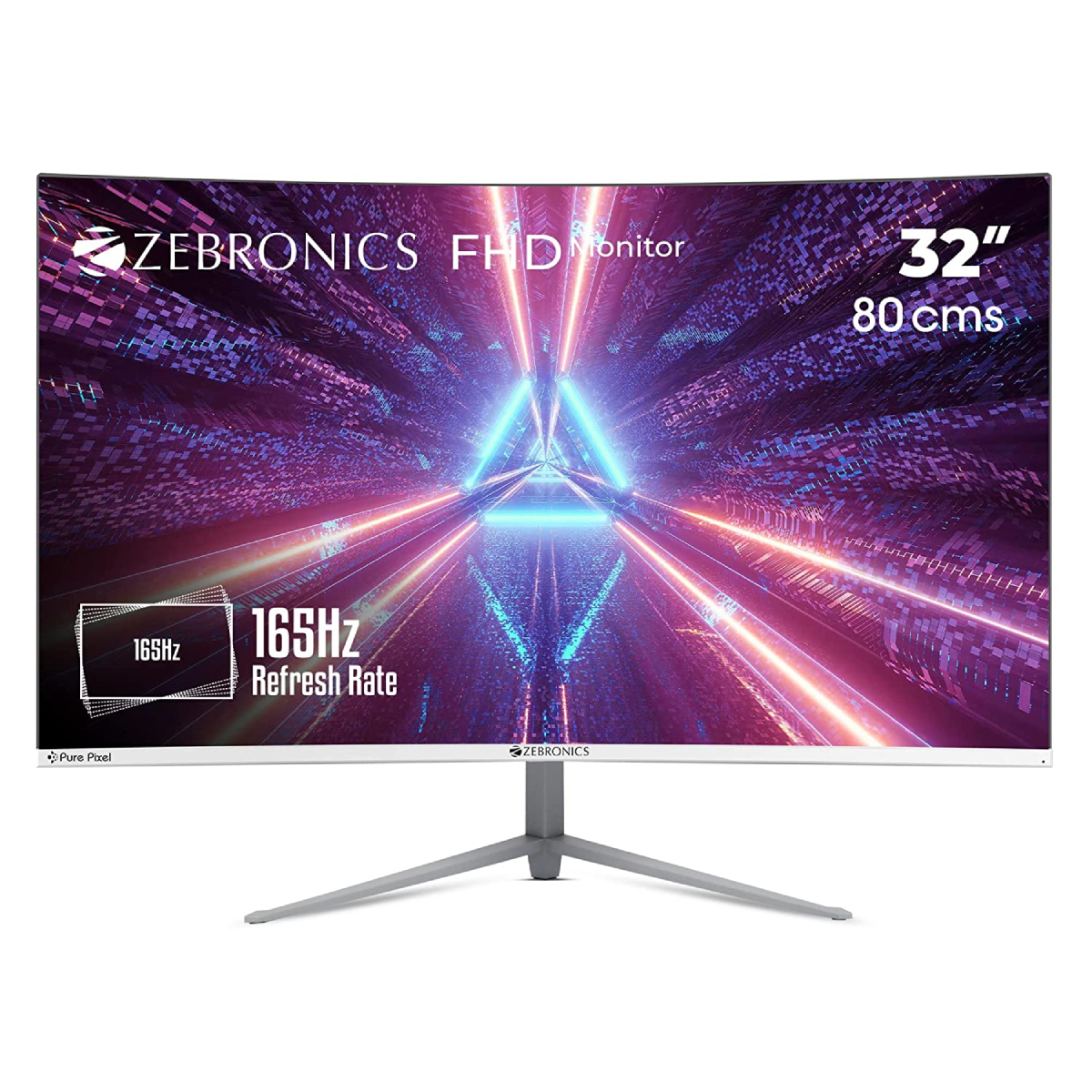 Zebronics ZEB-AC32FHD Curved Slim Gaming LED Monitor with 80cm (32”) Wide  Screen, Full HD 1920x1080, 165Hz Refresh Rate, Display Port, HDMI, 300cd/m²  Bright, USB, Built in Speaker and Wall mountable Hungamastart