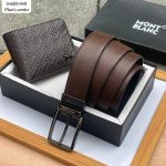Mens Montblanc Wallet with Belt Combo set Replica
