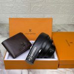 Louis Vuitton Belt and Wallet for Men Leather Combo Pack for Men Gift Replica