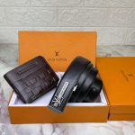 Louis Vuitton Belt and Wallet for Men Leather Combo Pack for Men Gift Replica