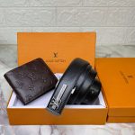 Louis Vuitton Belt and Wallet for Men Leather Combo Pack for Men Gift Replica