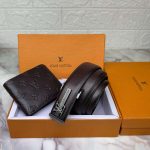 Louis Vuitton Belt and Wallet for Men Leather Combo Pack for Men Gift Replica