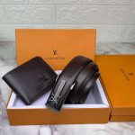 Louis Vuitton Belt and Wallet for Men Leather Combo Pack for Men Gift Replica