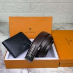 Louis Vuitton Belt and Wallet for Men Leather Combo Pack for Men Gift Replica