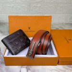 Louis Vuitton Belt and Wallet for Men Leather Combo Pack for Men Gift Replica