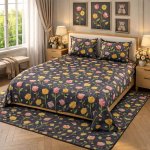 Makhmal 7D digital print king size bed sheet set 108*126